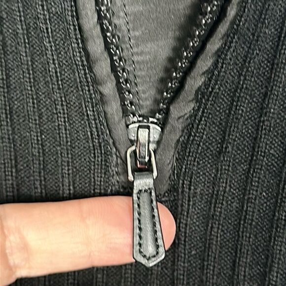 Bugatchi Uomo Black Rib Knit Quarter Zip Sweater Wool Blend Mock Neck L - Picture 8 of 13